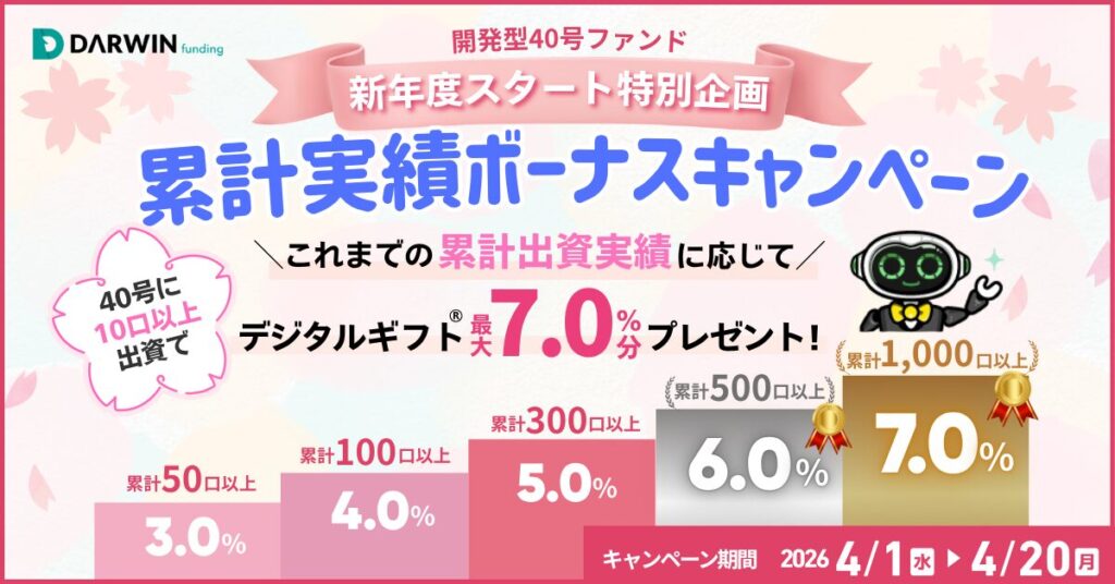 DARWINfunding(ダーウィンファンディング)のキャンペーン情報!ポイントサイトも網羅!の画像