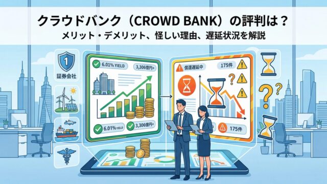 クラウドバンク（Crowd Bank）の評判は？怪しい理由・メリット・デメリット、遅延状況・運営体制を解説のアイキャッチ画像