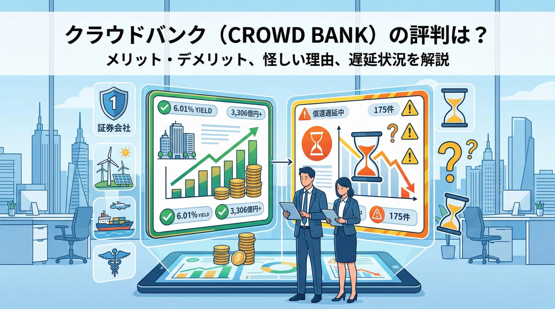 クラウドバンク(CROWD BANK)の評判や遅延状況を解説するアイキャッチ画像