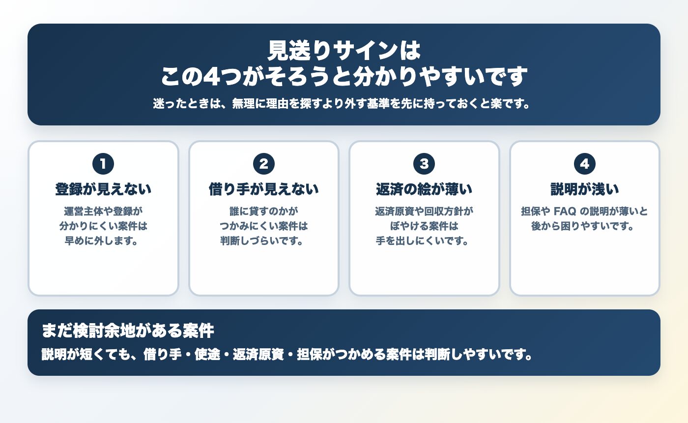 見送りたいサインをまとめた図解