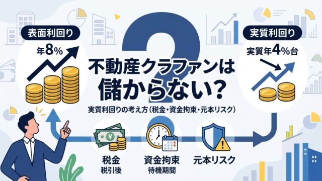不動産クラウドファンディングは儲からない？税引後・資金拘束・元本リスクまで見た実質利回りの考え方のアイキャッチ画像