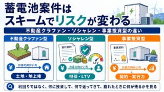 蓄電池案件は不動産クラファン・ソシャレン・事業投資型で何が違う？投資前の確認ポイントのアイキャッチ画像