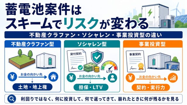 蓄電池案件は不動産クラファン・ソシャレン・事業投資型で何が違う？投資前の確認ポイントのアイキャッチ画像