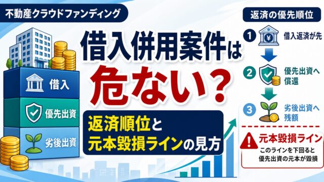 不動産クラウドファンディングの借入併用案件は危ない？優先劣後・返済順位・元本毀損ラインの見方のアイキャッチ画像