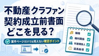 不動産クラウドファンディングの契約成立前書面はどこを見る？案件ページだけでは見えない確認ポイントのアイキャッチ画像