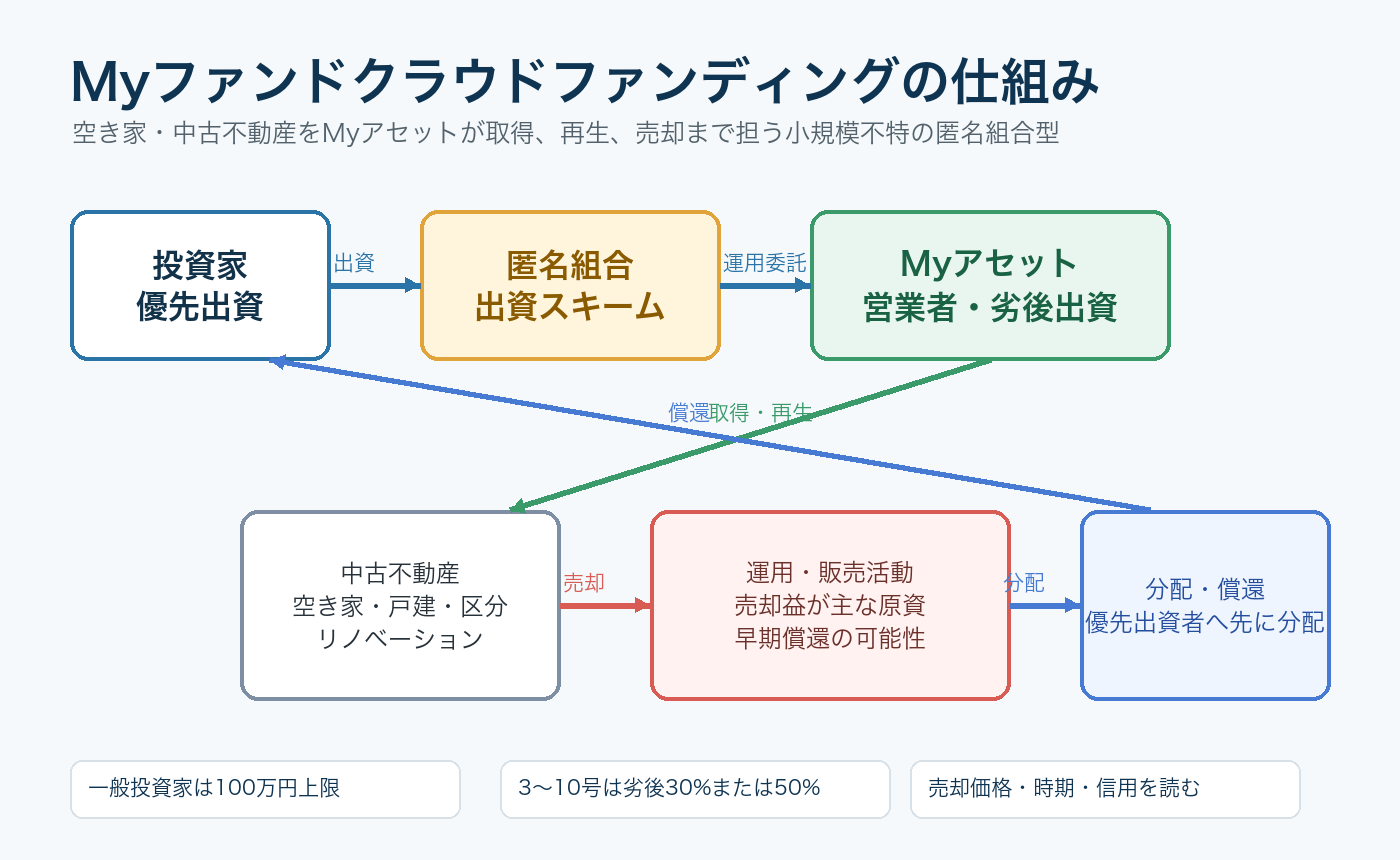 Myファンドクラウドファンディングの仕組み図