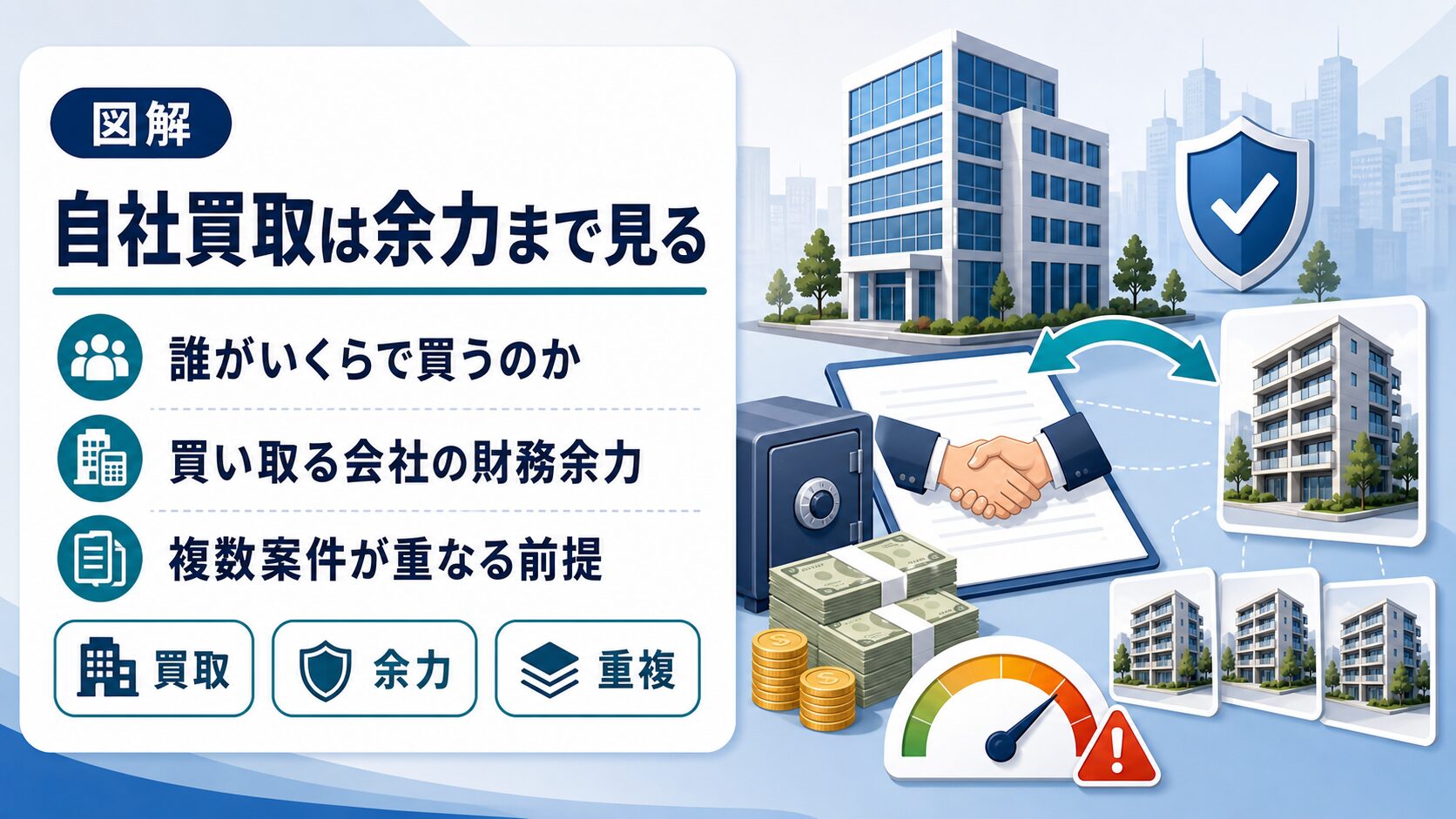自社買取や買取保証は買い取る会社の財務余力まで確認する図解