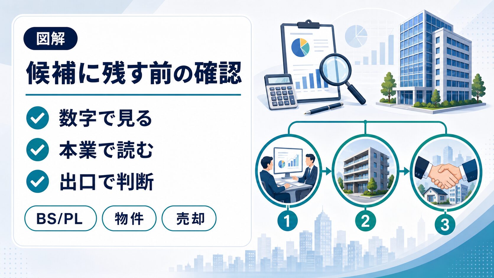 運営会社を数字、本業、出口の三段階で確認する図解