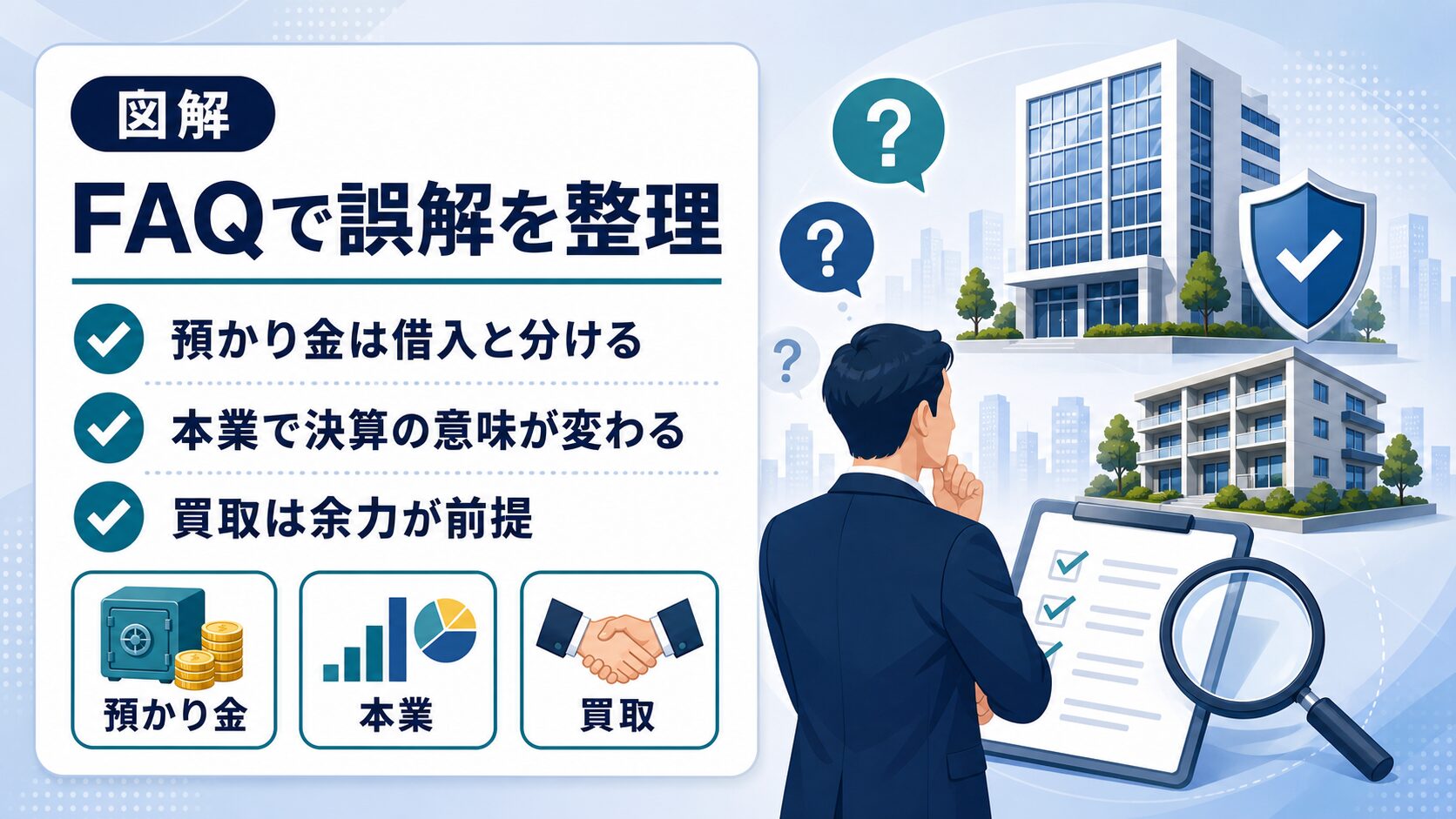預かり金、本業、買取のよくある疑問を整理する図解