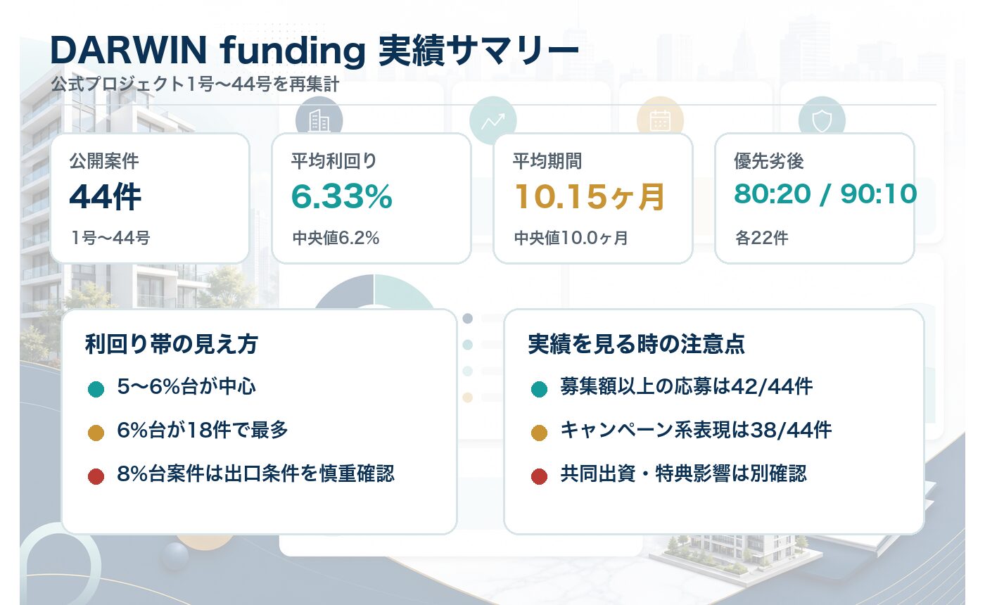DARWIN fundingの実績サマリー(1号〜44号集計)