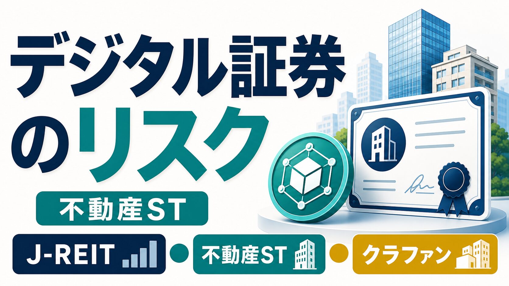 デジタル証券のリスクと不動産ST・J-REIT・クラファン比較を示すサムネイル