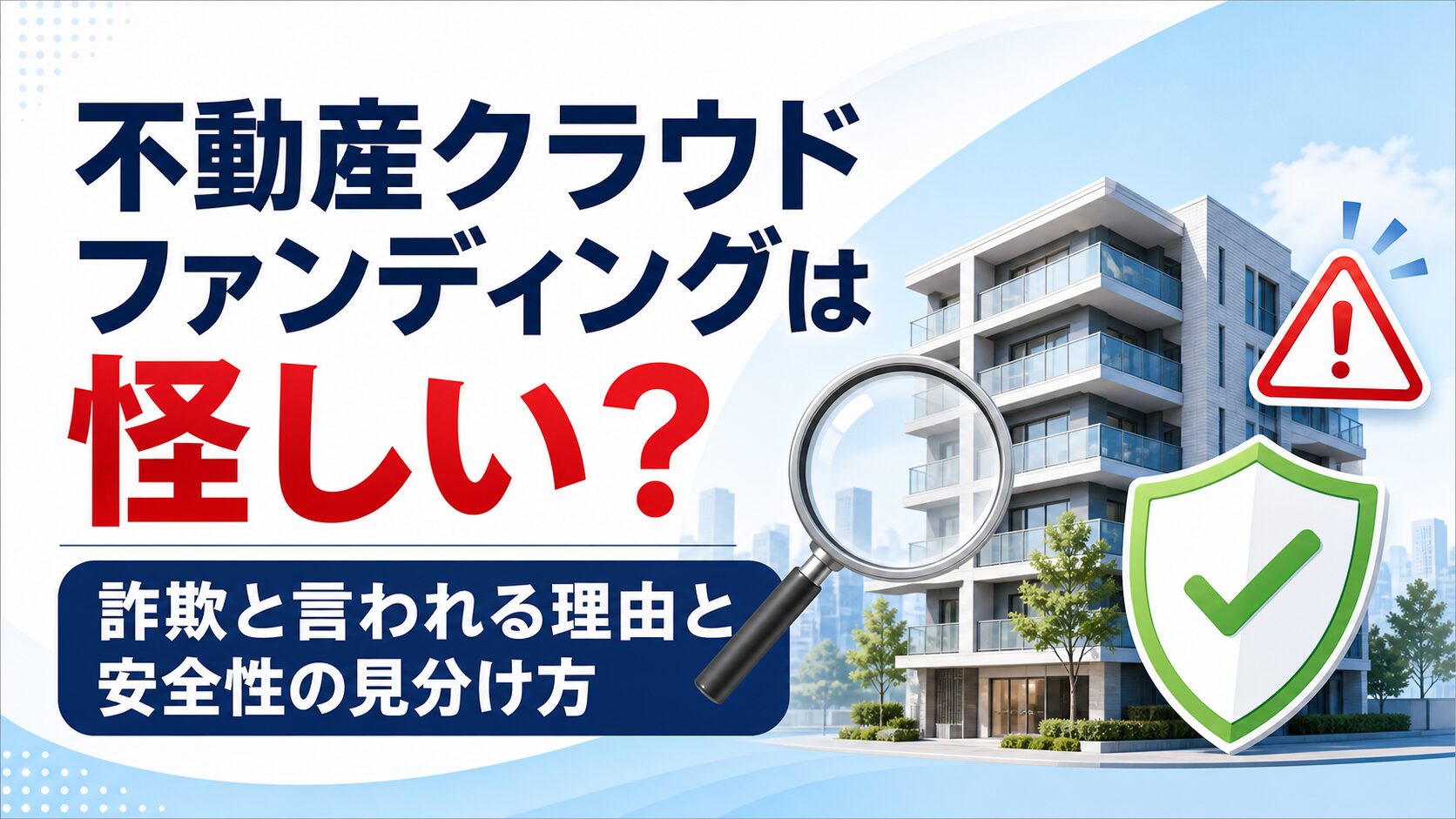 不動産クラウドファンディングは怪しいのか、詐欺と言われる理由と安全性の見分け方を解説する記事サムネイル