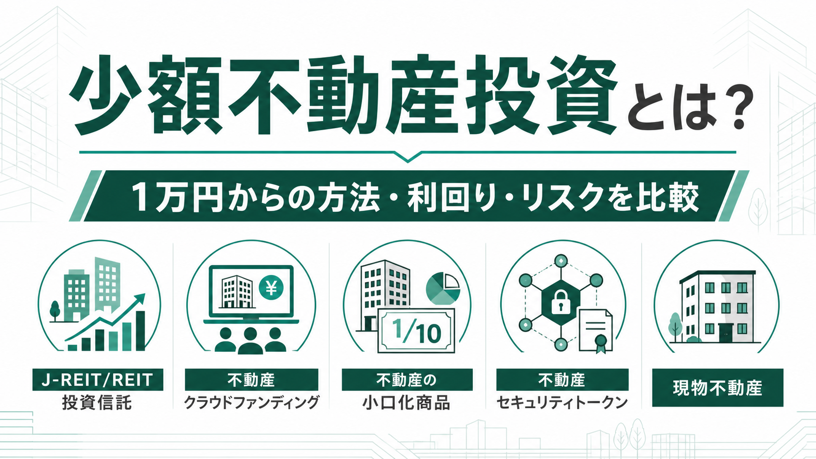 少額不動産投資の5つの方法と利回り・リスクを比較する記事サムネイル