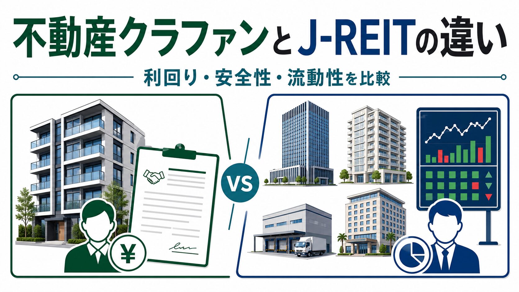 不動産クラウドファンディングとJ-REITの利回り・安全性・流動性の違い